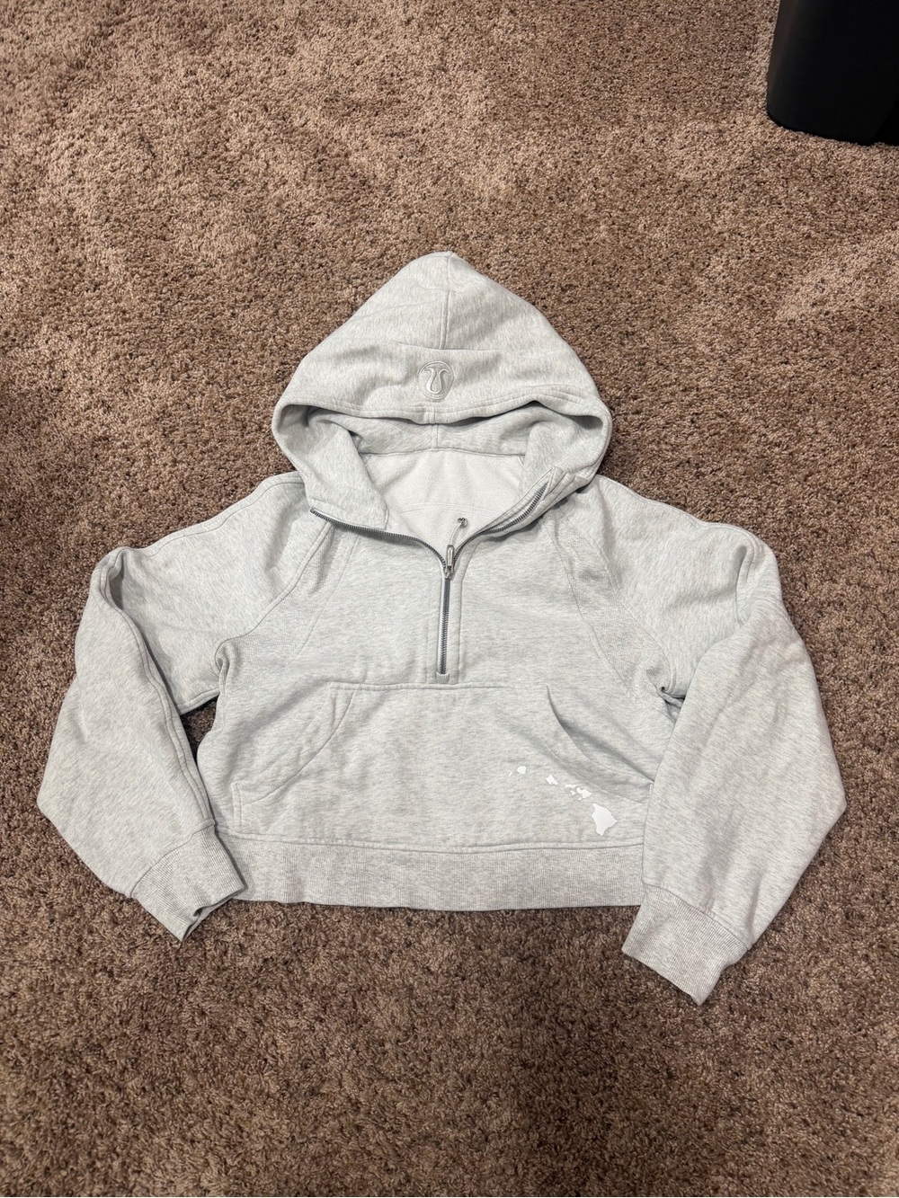 lululemon athletica Light Gray Cropped Half-Zip Hoodie